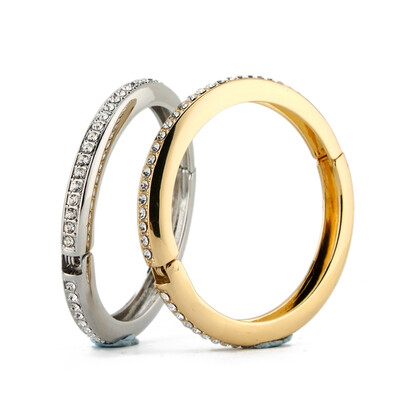 

Elegant Women Gold Silvery Plated Row Rhinestone Bangle Bracelet Adjustable