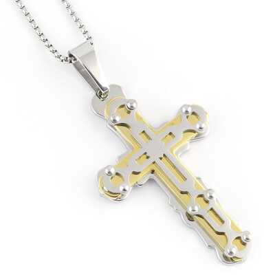 

Hpolw Gold Silver Cross Pendant Necklace Mens Womens 316 Stainless Steel Jewelry Christmas gift party Steel jesus crucifix