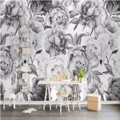 

Nordic Black&White Peony Flower 3D Wallpapers for Walls 3d Wall Paper Vintage Decorative Painting Backdrop Home Improvement