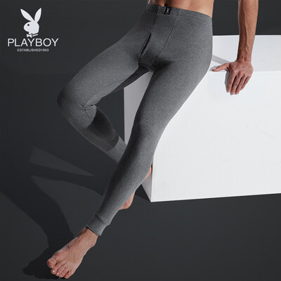 

Playboy PLAYBOY Mens Comfortable Elastic Cotton Pants Mens Dark Root Foundation Warm Pants Mens Underwear Single Pants Mens Dark Gray XXL
