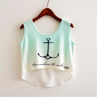 

Women Crop Top Sleeveless Print Summer Casual Top Women Short t-shirt Vest Tank Tops