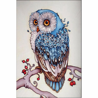 

Home Diamond Painting DIY Handmade 5D Diamond Painting Rhinestone Pasted Cross Stitch Blue Owl Pattern for Home Wall Decoration Re