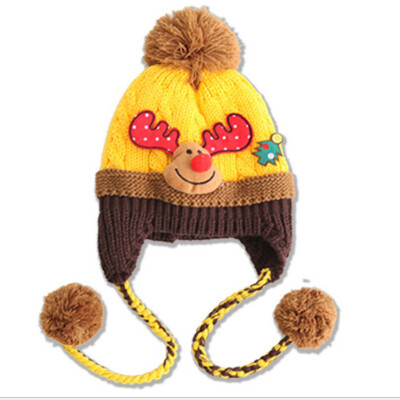 

Buebos Ninos 2015 Winter New Baby Hat Cashmere Wool Warm Earmuffs Baby Kids Infant Boys Girls Knitted Hat Christmas Hat