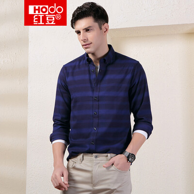 

Red Bean Hodo Mens Urban Casual Series Long Sleeve Shirt Mens Casual Jacquard Buttoned Long Sleeve Shirt B1 Dark Blue 190104B