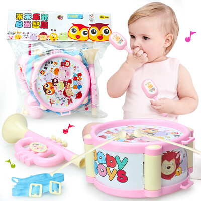 

Aozhijia AoZhiJia baby pat drum horns hand drums drums musical instrument set baby early education puzzle music enlightenment childrens toys pink