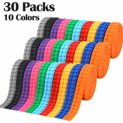 

Block Tapes for Toys Building Block Tape Strip Rolls Non-Toxic Food Grade Silicone Toys Multi Colour 2 Studs- 30 Packs