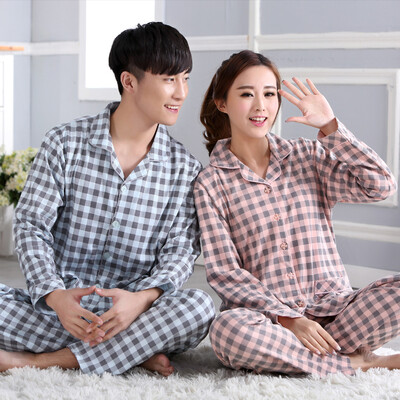 

Arctic velvet pajamas home service cotton couples pajamas cartoon models lattice men&women on the clubbing suit set B541101912-4 female big lattice L