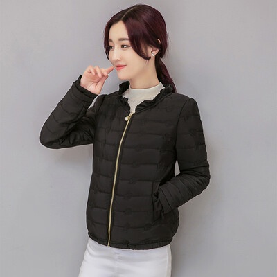 

2018 womens short cotton coat new slim embroidered cotton coat light cotton jacket