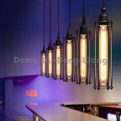 

Ancient black iron pipe shape used filament bulb pendant light chandelier for bar counter