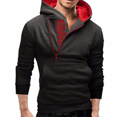 

Hooded Cotton Blends Patchwork Long Sleeve Plus Size Mens Slim Hoodies