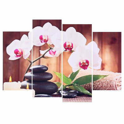 

HD Printed 4-Panel Unframed Butterfly Orchid Pattern Canvas Painting Wall Art Modular Pictures Decor for Home Living Room Bedroom