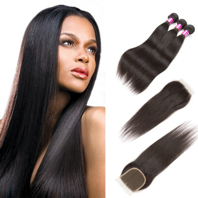 

8A Malaysian Virgin Human Hair Body Wave Bundles with Free Part Closure Wholesale Unprocessed Virgin Hair Bundles with Closure