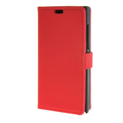 

MOONCASE Simple style Leather Card Slot Wallet Bracket Back Case Cover for BlackBerry Leap Red