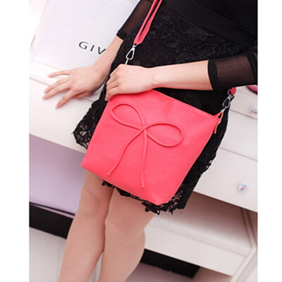 

Bow Handbag Tote Brief Leather Womens Shoulder Bag Candy Color Designer Bucket