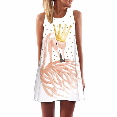 

Chiffon Summer Dress Floral Print Boho Dresses For Women Casual Beach Sleeveless Sundress