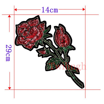 

1 pcslot Brand Embroidered Patches Big Red Rose Sequin Patch Iron On Fabric Badge Sew On Clothes Appliques DIY Wedding Stickers
