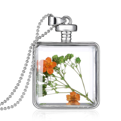 

Aiyaya Fashion Jewelry Yellow Flower Green Leaf Dry Plant Crystal Pendant Necklaces