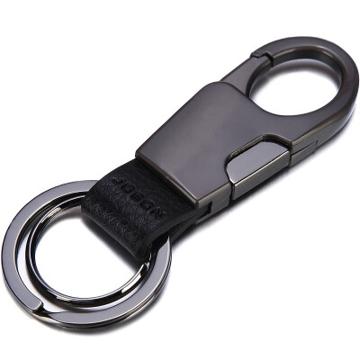 

Jingdong Supermarket] JOBON Bangzhong key ring car key chain ring double key chain waist hanging picking fiber leather ZB-028B black