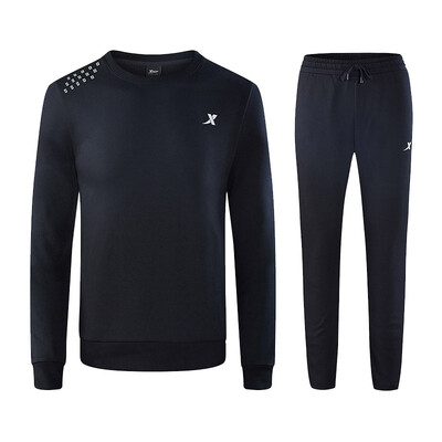 

Xtep Mens Running Set 2018 New Soft Comfortable Sports Sweater Set 882329979081 Black