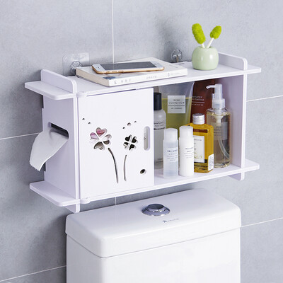 

Yuhuaze wood plastic nail-free rack with paper towel box bathroom toilet rack multi-purpose storage rack storage cabinet