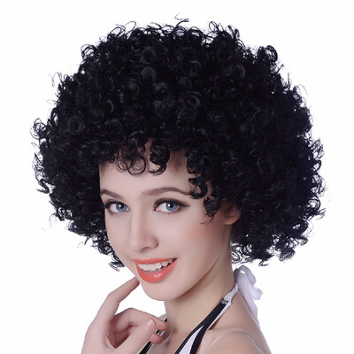 

Afro kinky Curly Hair Short Bob Wig Black White Synthetic Hair 12inch 140g Custom Cosplay Wigs For Black Women Heat Resistant