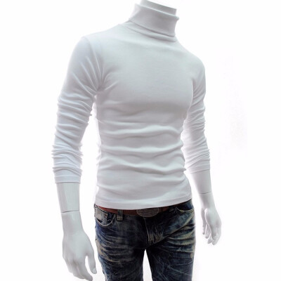 

Turtleneck Cotton Plain Long Sleeve Pullover Mens Sweaters