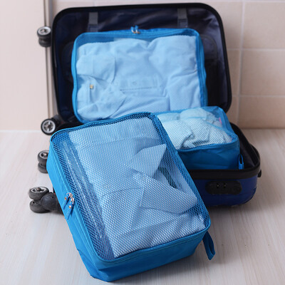 

【Jingdong Supermarket】 Baicao Park (bicoy) simple travel bag bag underwear storage bag finishing bag 3 sets (large and small) Lake water blue