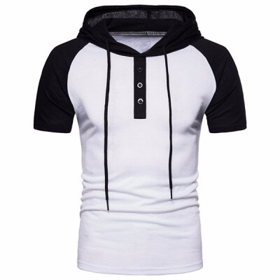 

Mens Fashion Casual Breathable Hooded Short Sleeve Contrast Color Slim Fit T-Shirt