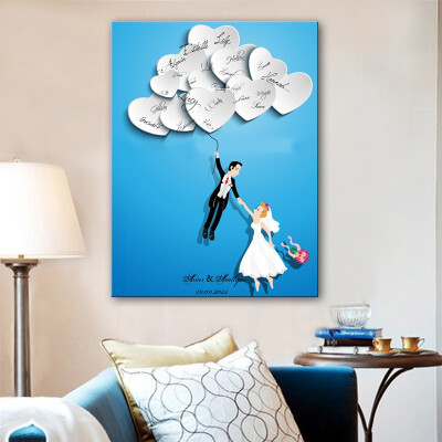 

Guest Signature DIY Party Gift Wedding Canvas Signing Board Canvas Painting - Follow The Balloon to Fly Wedding Decoration