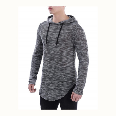 

Mens Hooded Sweatshirt Long Sleeve Curved Hemline Hoodie