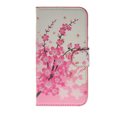 

MOONCASE Plum flower style Leather Side Flip Wallet Card Slot Stand Pouch ЧЕХОЛ ДЛЯ Samsung Galaxy S6 Edge