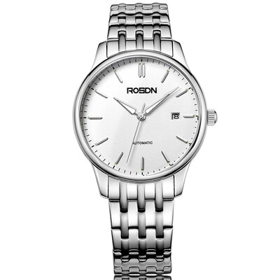 

Lausanne (ROSDN) watch machine business casual men table white plate steel belt G2065S-TAW