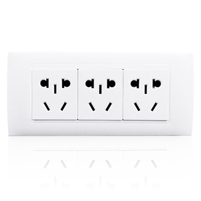 

Simon Electric simon switch socket long row of wall outlet power panel three 15-hole socket 52 series of 118 elegant white