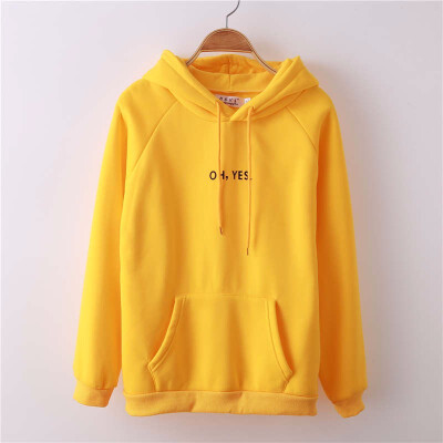 

Oh Yes Letter Harajuku Casual Coat Two Layers Hat 2018 Winter Fleece Pink Pullover Thick Loose Women Hoodies Sweatshirt Female