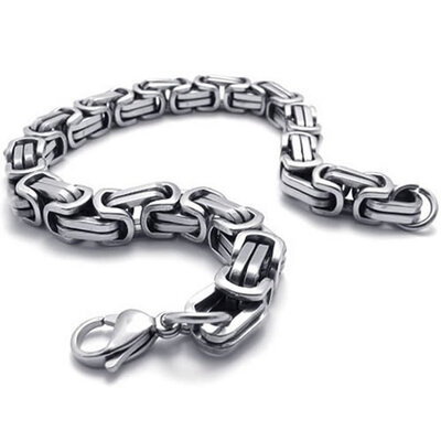 

Hpolw Jewelry Mens Investment Casting Stainless Steel Lobster clasp silver&black Bracelets