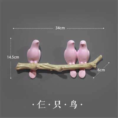 

European pastoral resin birds decoration frame crafts stereo birds hook porch door wall decorations coat hook key holder