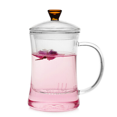 

Arji glass office heat-resistant transparent filter tea cup home with lid with saucer water cup