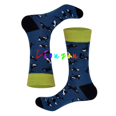 

LIONZONE 2018 New Arrived Happy Socks Neutral Lovers Crazy Animals Cactus Kangaroo Penguin Tiger Design Combed Cotton Socks