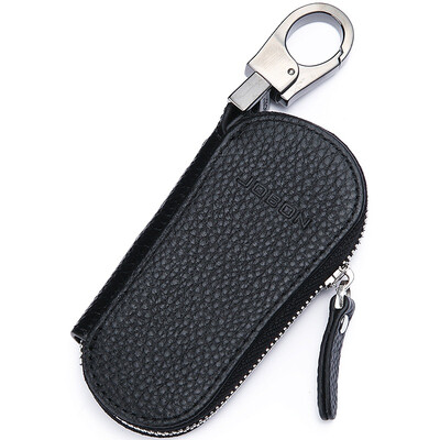 

[Jingdong supermarket] JOBON Zhongbian litchi pattern leather simple coin purse key car package key package 360 ​​degree rotating removable buckle ZB-8808 black