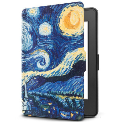 

Natusun K5-08 Адаптация Kindle 958 Case / Case Kindle Paperwhite 1/2/3 Электрическая бумажная книга Спальный кожаный чехол Van Gogh - Star