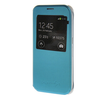 

MOONCASE Transparent Flip Pouch view window Leather Wallet чехол для Samsung Galaxy S6 Blue