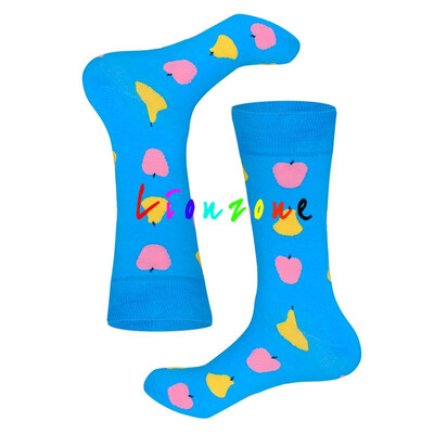 

LIONZONE Brand Designer Happy Socks Women Plus Size With Banana Pear Fruit Smiling face Patterns Coloured Unisex Crew Socks