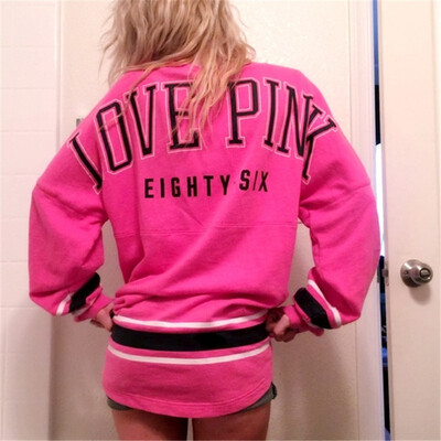

Fashion Women Striped Letter Printing Casual Tops Ladies Loose Cotton Long Sleeve Sweatshirts