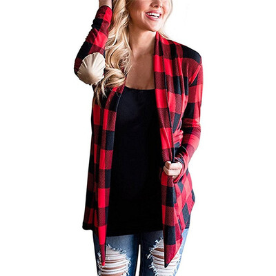 

Fashion Women Button Down Blouse Tops Long Sleeve Flannel Plaid Lapel Shirt
