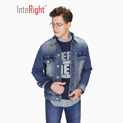 

INTERIGHT denim jacket mens casual wild fashion new coat dark blue L code