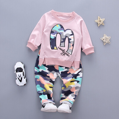 

Baby Boy Autumn Clothes Girl Letter  Warm Cotton Clothing Set For Kid Camouflage Jackets Pant 2pcs Fashion Children Sports Suit