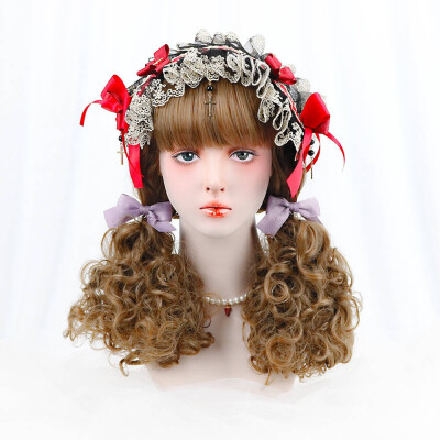 

20 Curly Lolita Wig With Bangs Long Blonde Synthetic Fake Hair Custom Party Cosplay Wigs For Women Girls Heat Resistant 210g