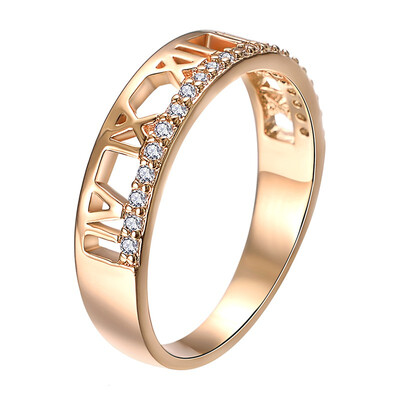 

Yoursfs Cross Ring 18K Rose Gold Plated White Cubic Zirconia Double Band Crossover Ring for Women Gift