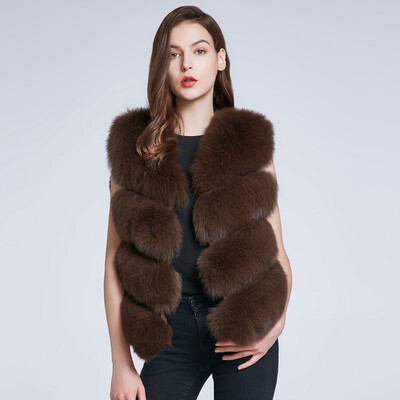 

real Fox fur vest lady winter coat fur coat natural fox fur jacket high quality fur generous warm v neck vest 2018 new