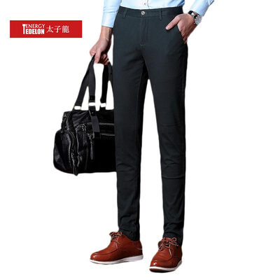 

Taizi Long TEDELON Casual Pants Thin Section Business Youth Cotton Stretch Straight Slim Pants JF-1620 Navy Blue 33